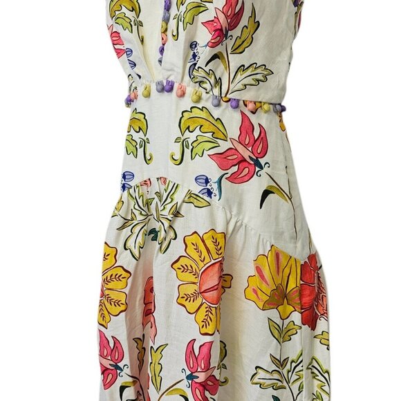 Farm Rio Floral V-Neck Sleeveless Linen Maxi Dress, Boho, Wedding Guest, XS - Picture 11 of 11